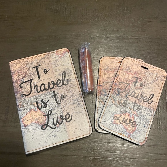 Accessories Faux Leather Passport Cover Luggage Tags Poshmark